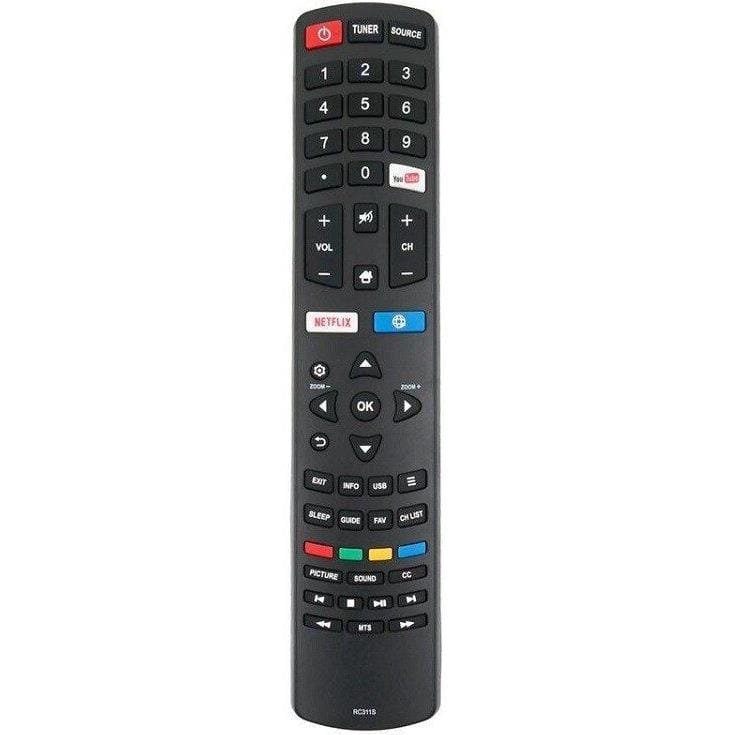 Confronto tra telecomando tradizionale con molti tasti e Apple TV remote con pochi tasti