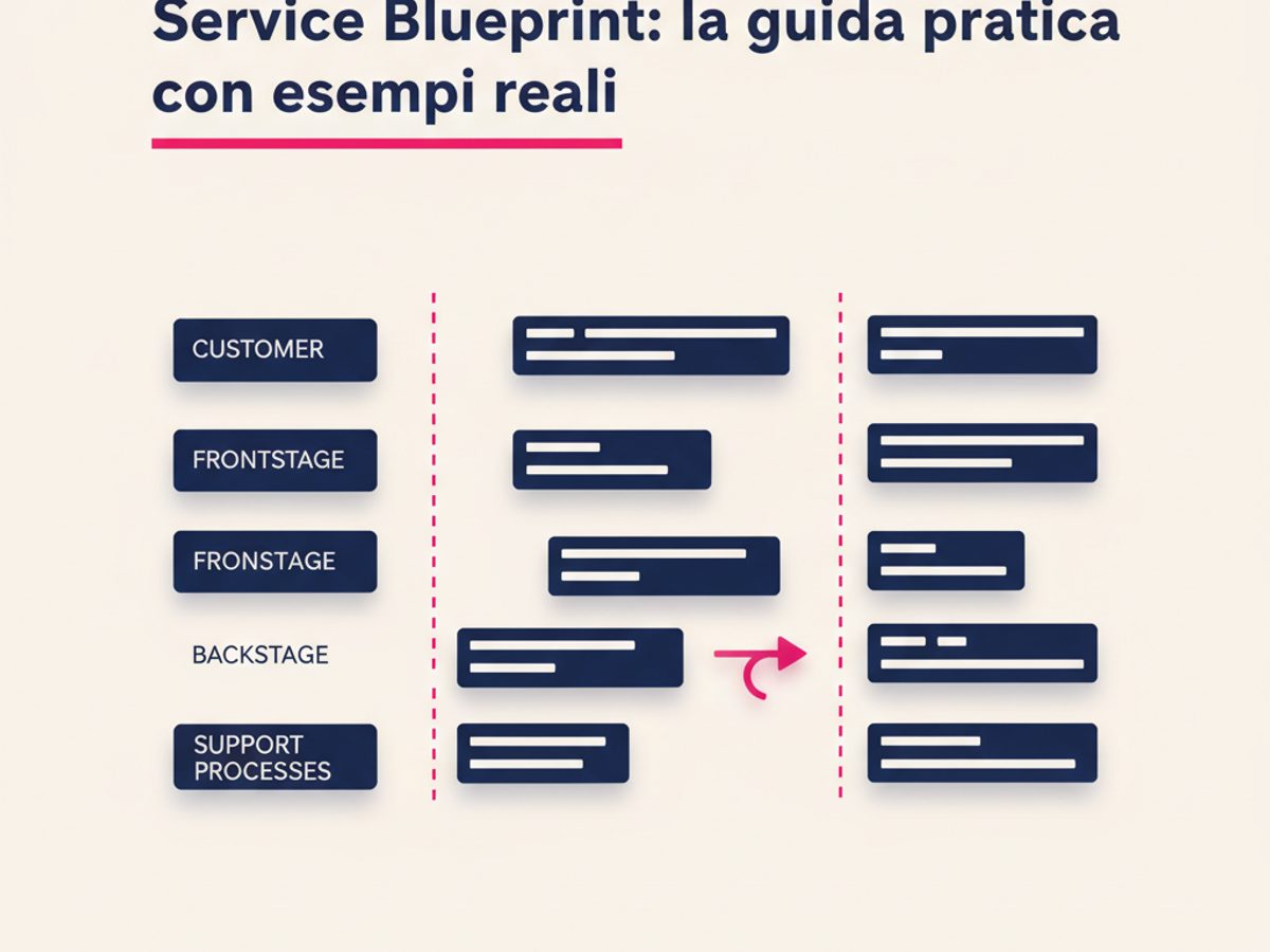 Illustrazione Service Blueprint: la guida pratica con esempi reali
